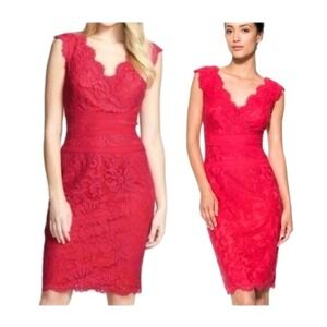 TADASHI SHOJI‎ Red Lace Dress 6 Formal Wedding Designer Luxury Avant-garde Prom